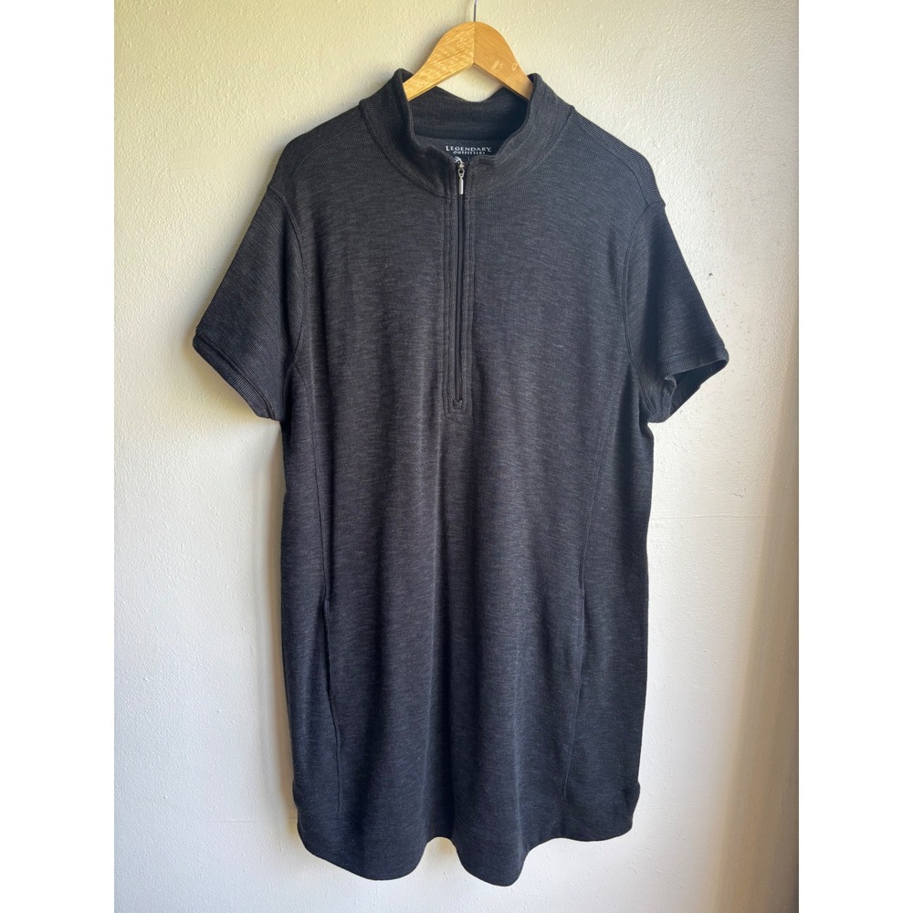 Legendary Outfitters Womens XXL Charcoal Gray Quarter Zip Short Sleeve Dress